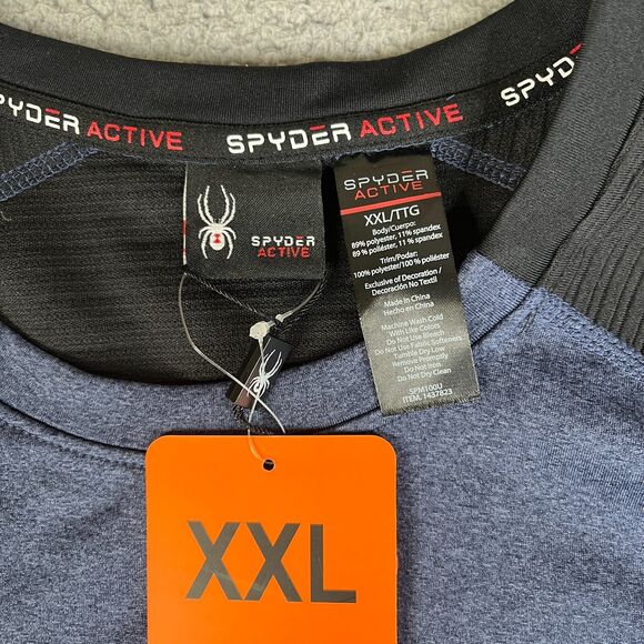Spyder Active Performance Sweater Men XXL Dust Navy Heather Reflective - Picture 4 of 9